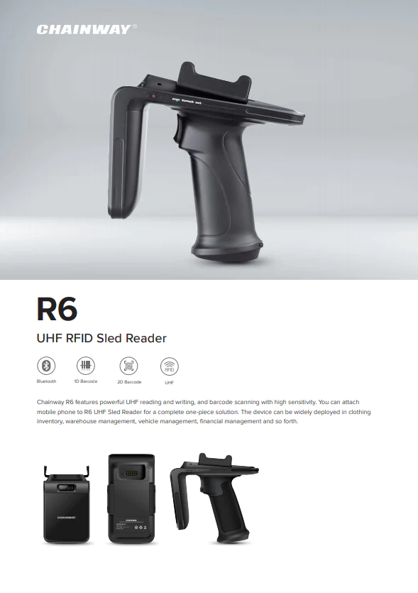 Rugged SA Chainway R6 UHF RFID Handheld Sled Reader