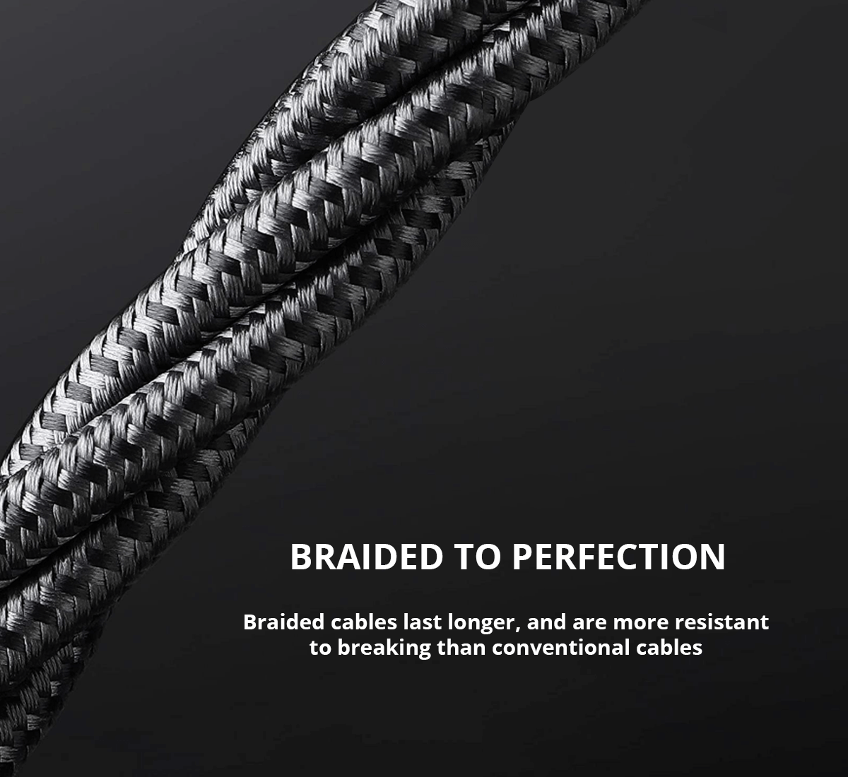 Rizzen USB-A to USB-C Braided Carved Zinc Alloy High Graded Braided Cable