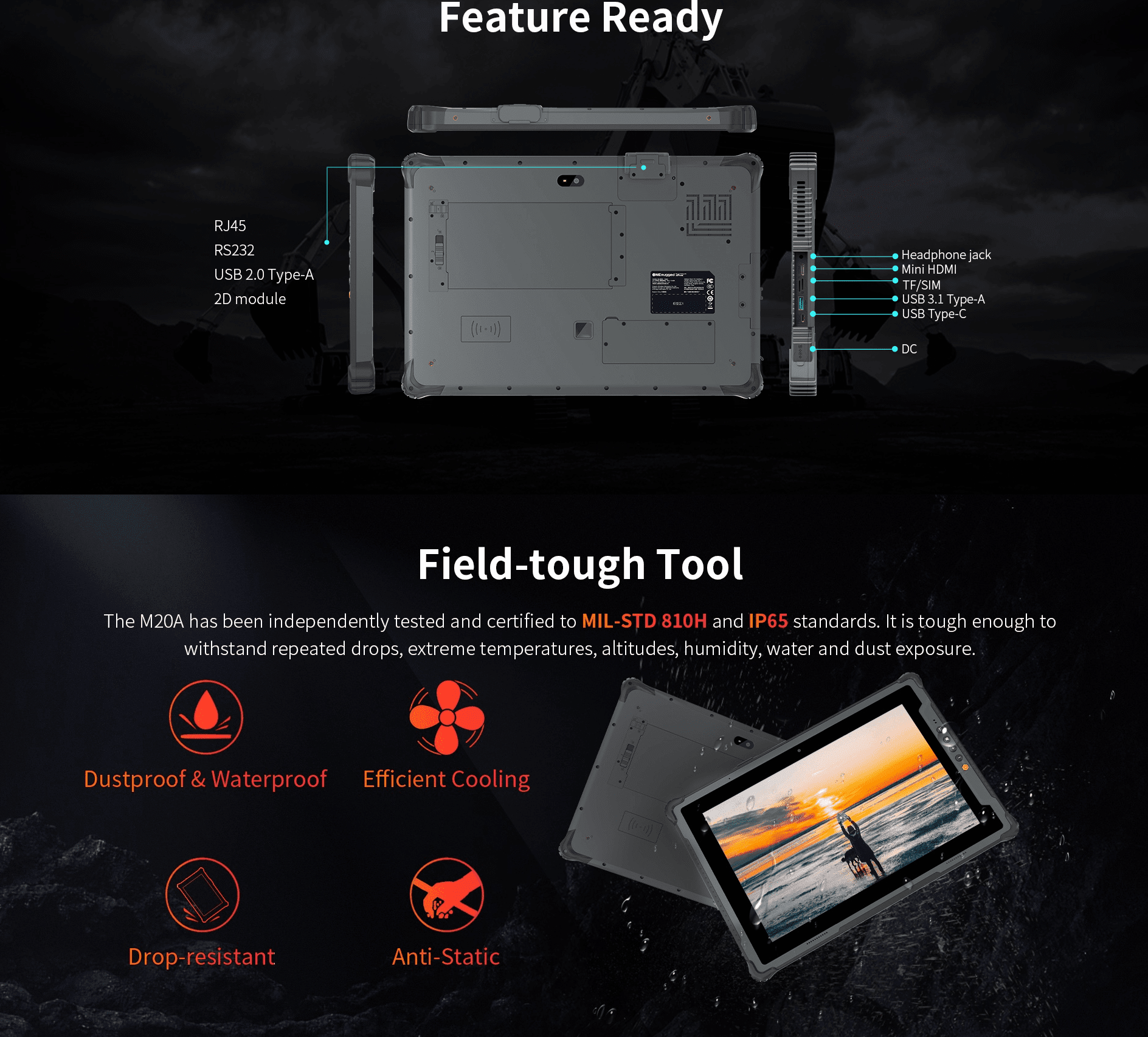 One Rugged M20A Rugged Tablet, Intel® Core™ i5-1235U Processor