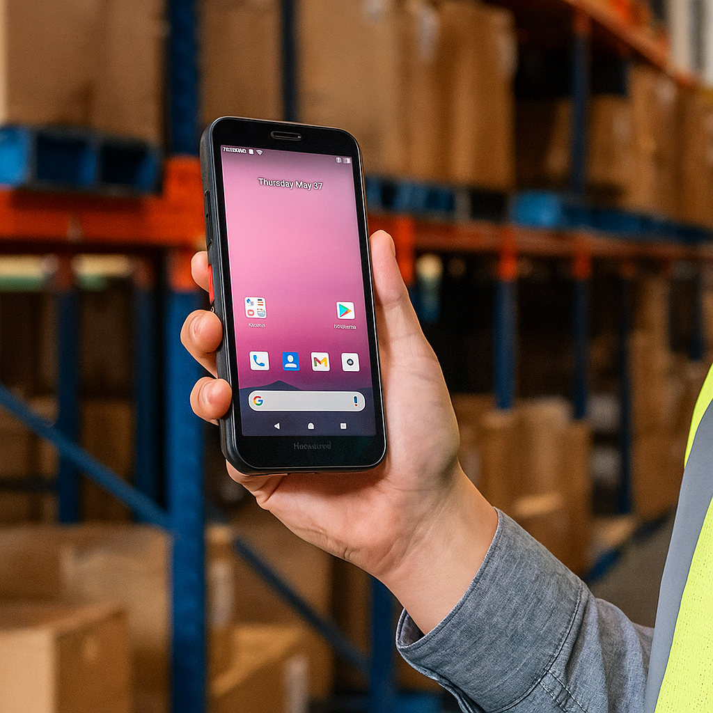 Smartphone in Warehouse Hands
