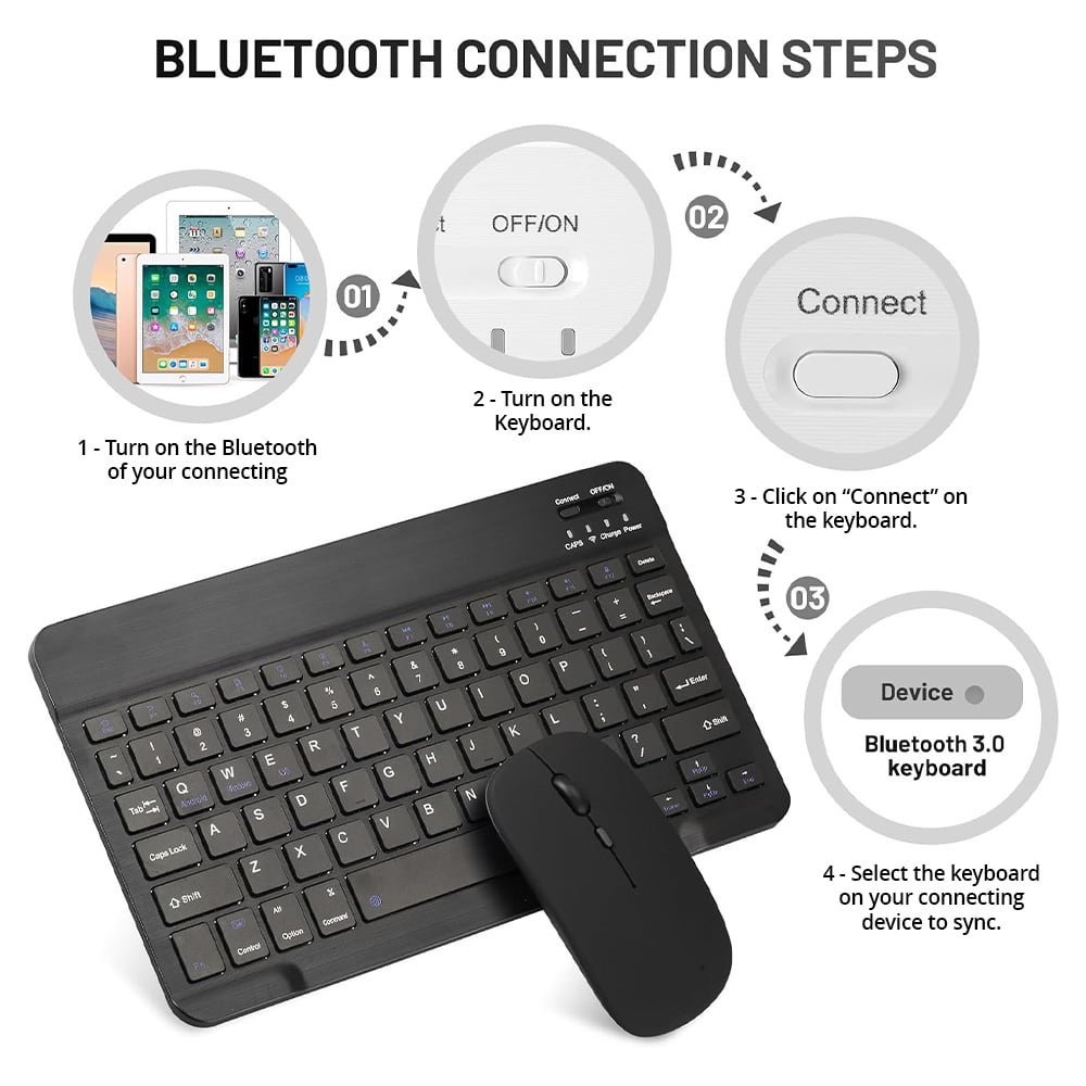Universal 10" Ultra-Slim Rechargeable Wireless Keyboard & Mouse Combo