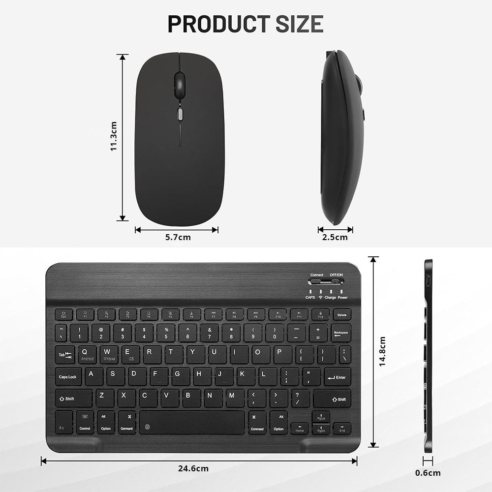 Universal 10" Ultra-Slim Rechargeable Wireless Keyboard & Mouse Combo
