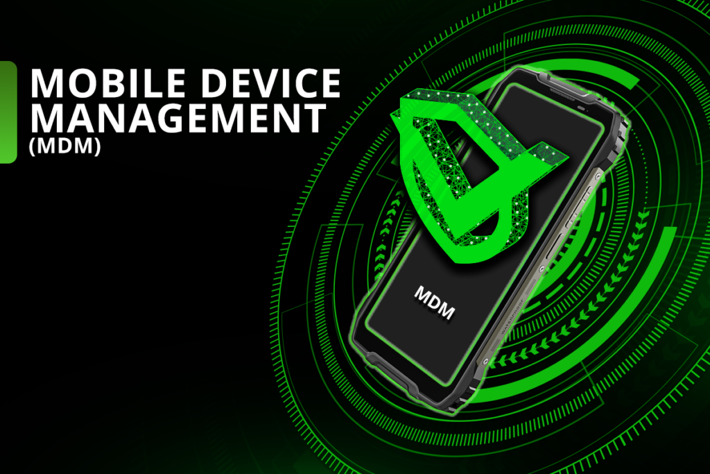 Visual depiction of a rugged phone with MDM solution
